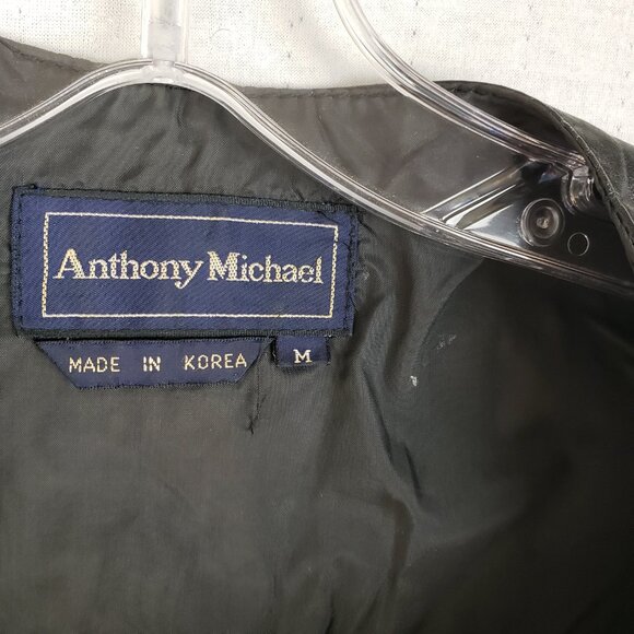 Vintage Anthony Michael Geanuine Leather Vest Black Button Front size M Unisex - Picture 4 of 14